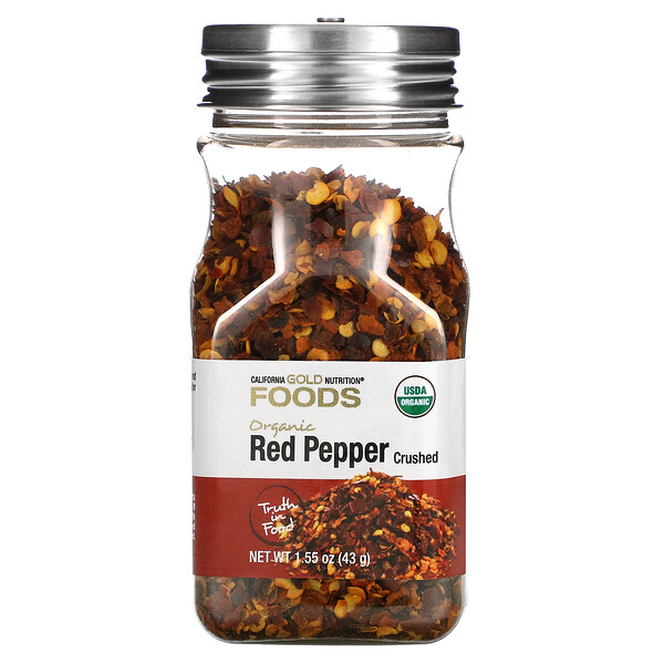 California Gold Nutrition, FOODS - Organic Crushed Red Pepper, 1.55 oz (44 g)