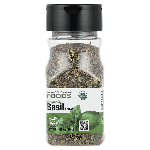 California Gold Nutrition Foods, Organic Basil Leaves, 1.05 oz (30 g)