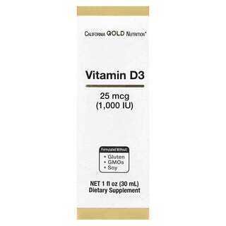 California Gold Nutrition, Βιταμίνη D3, 25 mcg (1.000 IU), 1 fl oz (30 ml)
