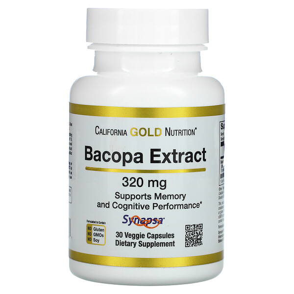 California Gold Nutrition, Bacopa Extract, Fettblattextrakt, 320 mg, 30 pflanzliche Kapseln