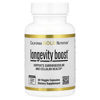 California Gold Nutrition (캘리포니아골드뉴트리션), Longevity Boost, 트랜스-레스베라트롤, 올리브 잎추출물, 포도 추출 혼합물, 중쇄중성지방 함유, 베지 캡슐 60정