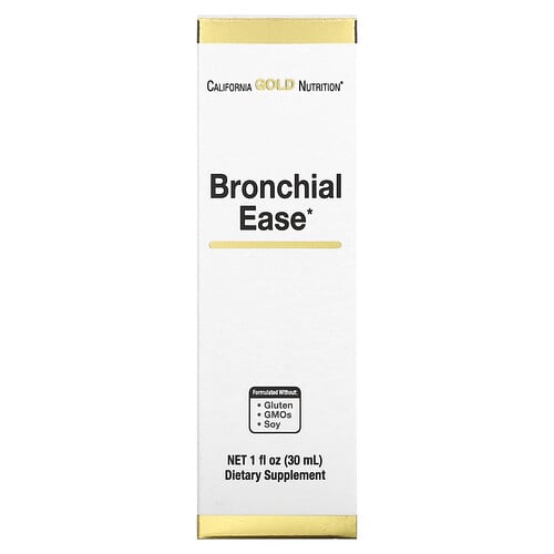 California Gold Nutrition, Bronchial Ease with Proprietary Blend of Fresh Osha Root, Mullein Leaf and Wild Cherry Bark, 1 fl oz (30 ml)