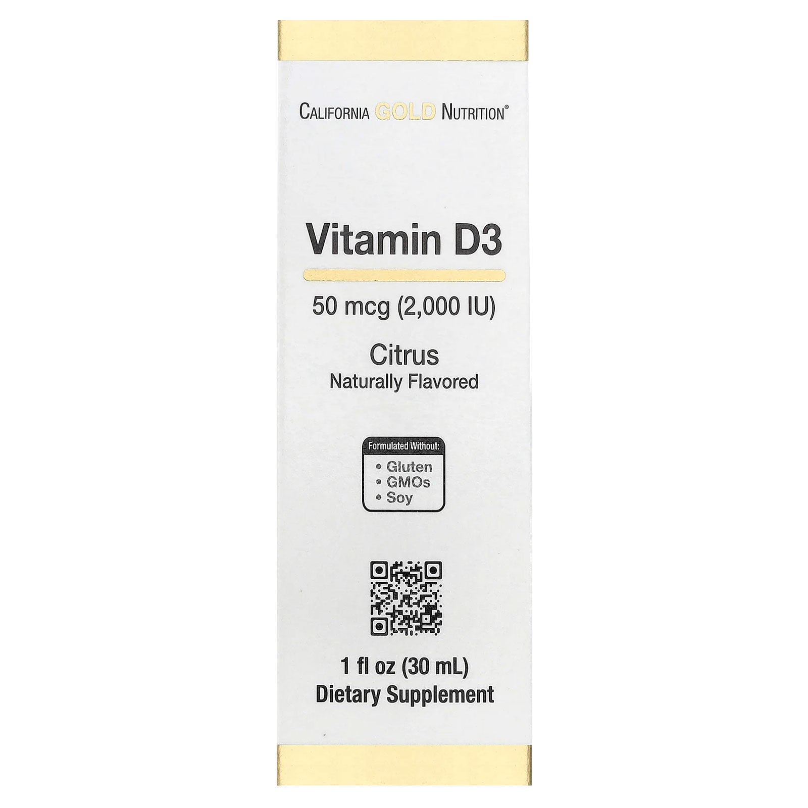California Gold Nutrition (캘리포니아골드뉴트리션), 비타민D3, 감귤류 맛, 50mcg(2,000IU), 30ml(1fl oz)