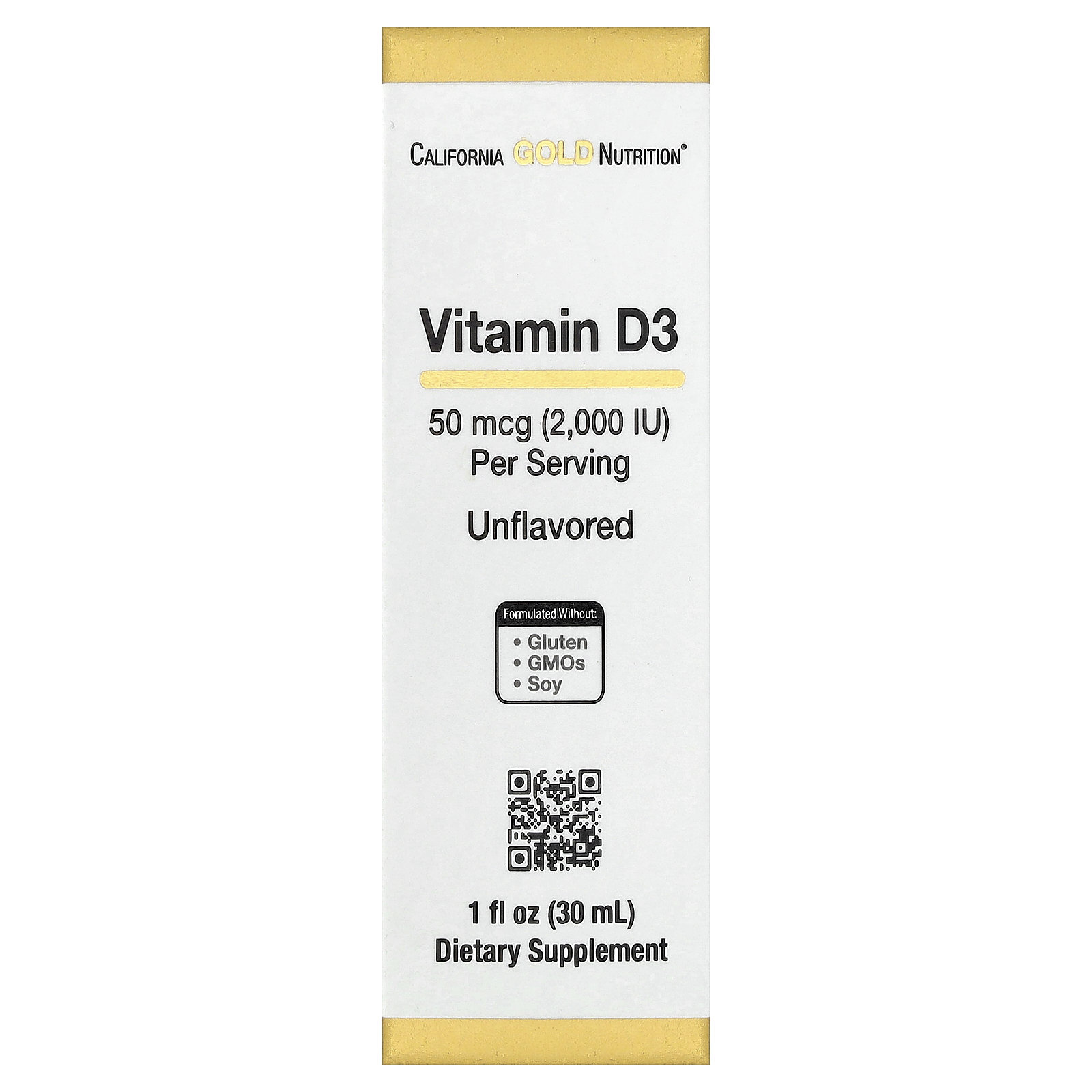 California Gold Nutrition (캘리포니아골드뉴트리션), 비타민D3, 무맛, 50mcg(2,000IU), 30ml(1fl oz)