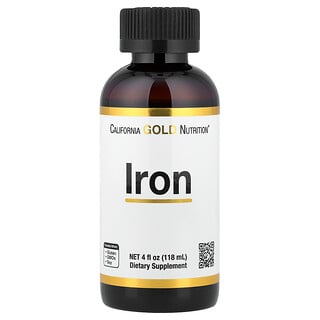 California Gold Nutrition, Iron, as Ferrous Bisglycinate Chelate and Yellow Dock Root, 4 fl oz (118 ml)