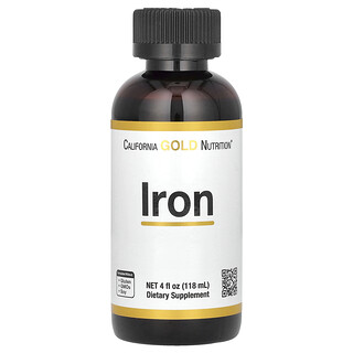 California Gold Nutrition, IJzer, als ijzerbisglycinaatchelaat en gele dokwortel, 4 fl oz (118 ml)