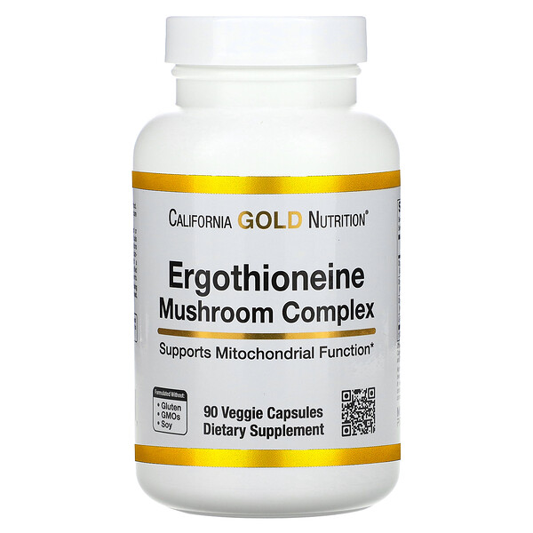 California Gold Nutrition Ergothioneine Mushroom Complex with Organic Maitake, Organic Oyster, Organic Lion's Mane Mushroom Extracts and L-Ergothioneine, 90 Veggie Capsules