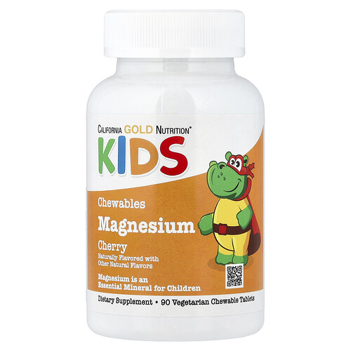 California Gold Nutrition, Chewable Magnesium for Children, Cherry, 90 Vegetarian Tablets (50 mg per Tablet)