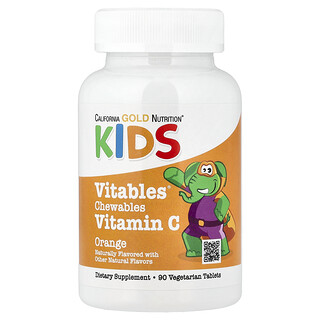 California Gold Nutrition, Vitables®, Vitamine C à croquer pour enfants, Avec complexe de bioflavonoïdes, Orange, 90 comprimés végétariens