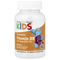 Вітамін D3 500 МО California Gold Nutrition Chewable Vitamin D3 for Children 90 жувальних таблеток