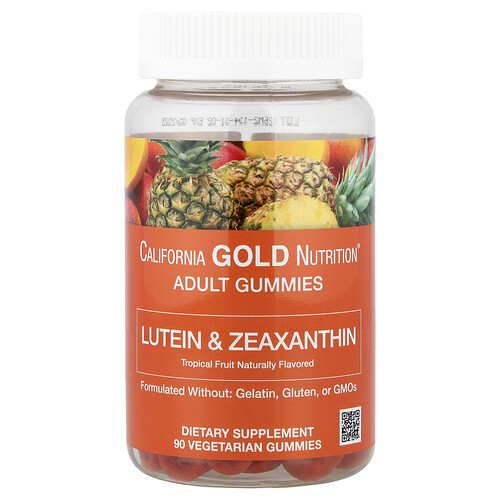 California Gold Nutrition, Lutein and Zeaxanthin Gummies, Fruchtgummis mit Lutein und Zeaxanthin, Tropische Frucht, 90 vegetarische Fruchtgummis