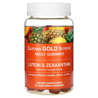 California Gold Nutrition, Luteïne- en zeaxanthinegummies, tropisch fruit, 90 vegetarische gummies