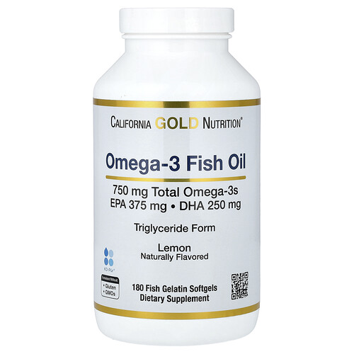 California Gold Nutrition オメガ3フィッシュオイル EPA/DHA ナチュラルレモン ソフトジェル180粒
