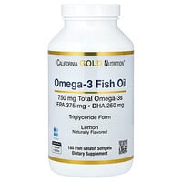 California Gold Nutrition, 挪威 Omega-3 魚油，天然檸檬味，180 粒軟膠囊
