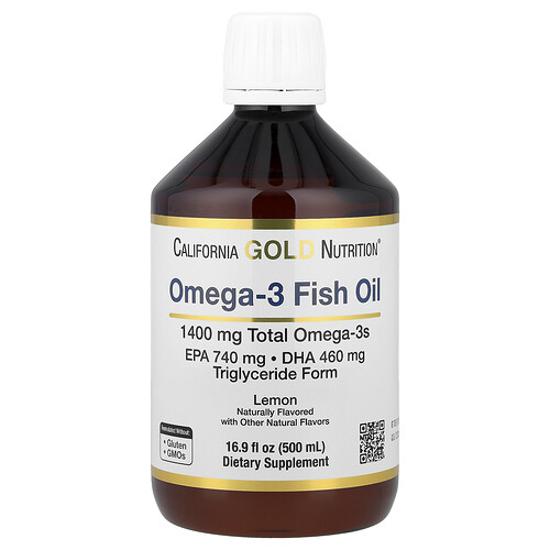 California Gold Nutrition, Norwegian Omega-3 Fish Oil, norwegisches Omega-3-Fischöl, natürlicher Zitronengeschmack, 500 ml (16,9 fl. oz.)