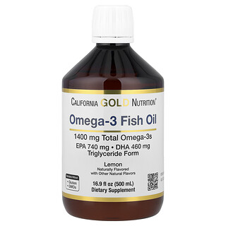 California Gold Nutrition, Aceite de pescado noruego con omega-3, Limón natural, 500 ml (16,9 oz. líq.)