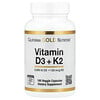 California Gold Nutrition, Vitamines D3 + K2 sous forme de MK-7, 180 capsules végétales