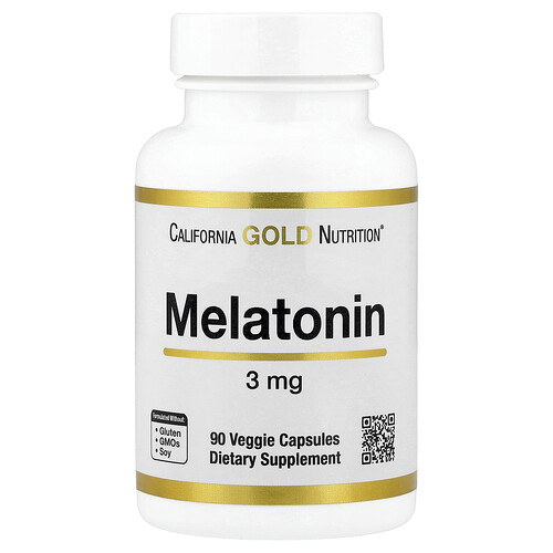 California Gold Nutrition, Melatonin, 3 mg, 90 Veggie Capsules