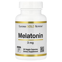 California Gold Nutrition, Melatonin, 3 mg, 90 Veggie Capsules