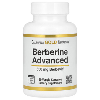 California Gold Nutrition, Berberine Advanced 小檗鹼素食膠囊，Berbevis Phytosome，含小檗鹼磷脂複合物和葵花卵磷脂，550 毫克，60 粒