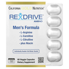 Rexdrive® Amino, добавка для чоловіків з L-аргініну гідрохлоридом, L-цитруліном, ацетил-L-карнітин аргінату дигідрохлоридом і гліцин пропіоніл-L-карнітину гідрохлоридом, 60 рослинних капсул