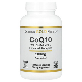 California Gold Nutrition, CoQ10 avec Bioperine® et extrait de poivre noir, Biodisponibilité améliorée, 200 mg, 120 capsules végétales