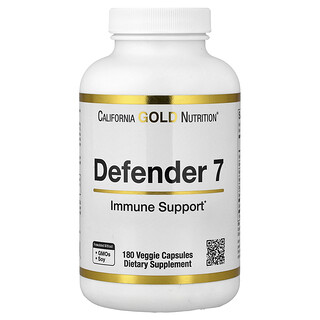 California Gold Nutrition, Defender 7, with A, C, D3, B6, Zinc, Selenium & Beta-Glucan, Defender 7 mit Vitamin A, C, D3, B6, Zink, Selen und Beta-Glucan, Stärkung des Immunsystems, 180 pflanzliche Kapseln