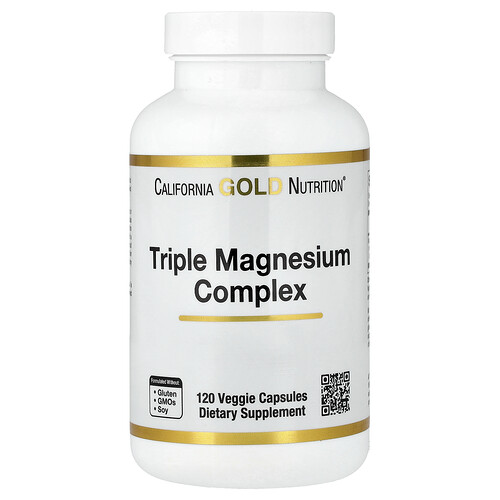 California Gold Nutrition トリプルマグネシウムコンプレックス マレート、クエン酸塩&ビスグリシナートキレート ベジカプセル120粒