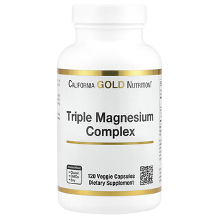 California Gold Nutrition, Triple Magnesium Complex, Malate, Citrate & Bisglycinate Chelate, 120 Veggie Capsules (105 mg per Capsule)