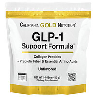 California Gold Nutrition, GLP-1-støtteformel med kollagenpeptider, præbiotiske fibre og essentielle aminosyrer, uden smag, 410 g