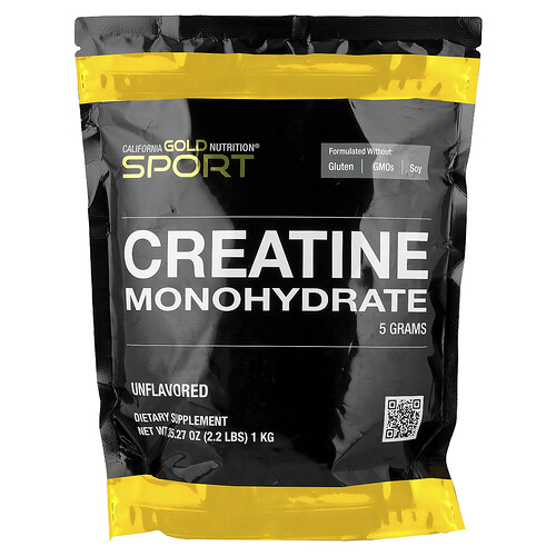 California Gold Nutrition Sport, Pure Creatine Monohydrate, Unflavored, 2.2 lbs (1 kg)