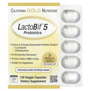 California Gold Nutrition, LactoBif® 5 probiotice, 5 miliarde CFU, 120 capsule vegetale
