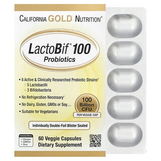California Gold Nutrition, LactoBif® 100 de probiotice, 100 de miliarde de CFU, 60 de capsule vegetale
