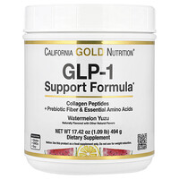 California Gold Nutrition, GLP-1 Support Formula with Collagen Peptides, Prebiotic Fibre & Essential Amino Acids, Watermelon Yuzu, 494 g (1.09 lb)