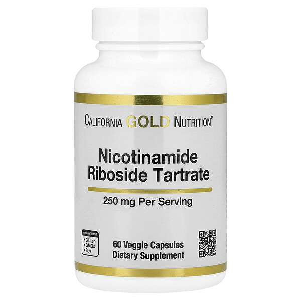 California Gold Nutrition Nicotinamide Riboside Tartrate (NRT), 250 mg, 60 Veggie Capsules