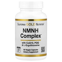California Gold Nutrition, NMNH Complex, Complejo de NMNH con CoQ10, PQQ y L-ergotioneína, 60 cápsulas vegetales