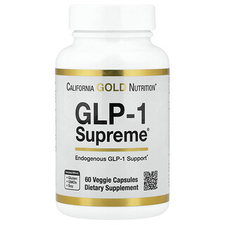 California Gold Nutrition, GLP-1 Supreme™, com Akkermansia, Berberina, Quercetina e Curcumina, 60 Cápsulas Vegetais
