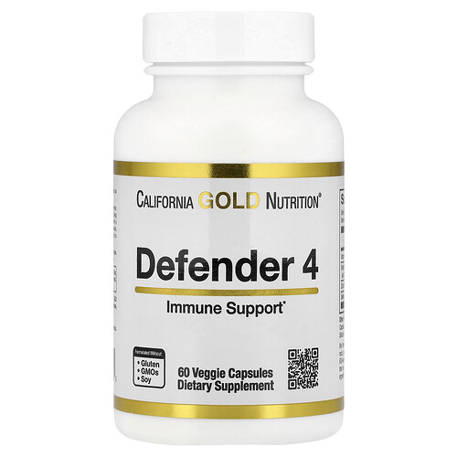 カリフォルニア ゴールド ニュートリション California Gold Nutrition, Defender 4、ビタミンC ビタミンD 亜鉛 セレン配合、ベジカプセル60粒