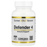 California Gold Nutrition, Defender 4, s vitamínom C, vitamínom D, zinkom a selénom, 60 rastlinných kapsúl