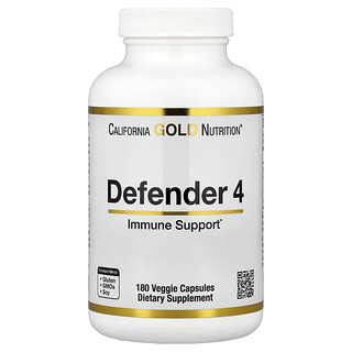 California Gold Nutrition, Defender 4, Aux vitamines C et D, zinc et sélénium, 180 capsules végétales