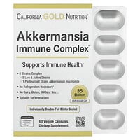California Gold Nutrition, Akkermansia Immune Complex, комплекс с аккермансией для укрепления иммунитета + пробиотики, 60 растительных капсул