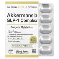 California Gold Nutrition, Akkermansia GLP-1 Complex, Suplemento GLP-1 con Akkermansia y probióticos, 60 cápsulas vegetales