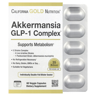 California Gold Nutrition, Akkermansia + Probiotics GLP-1 Complex, Probiotika-GLP-1-Komplex mit Akkermansia muciniphila, 60 pflanzliche Kapseln
