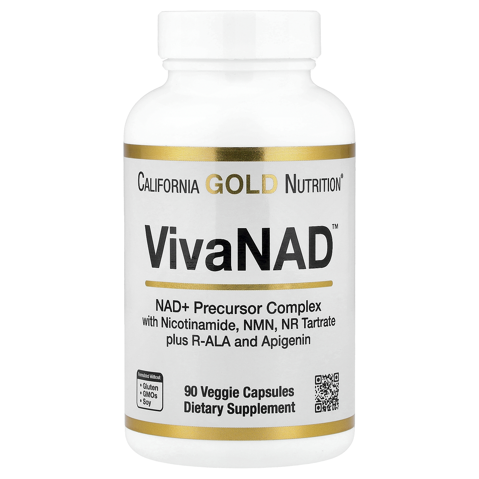 California Gold Nutrition (캘리포니아골드뉴트리션), VivaNAD™, NMN 함유 NAD 복합체, NR 타르타르산염, 베지 캡슐 90정