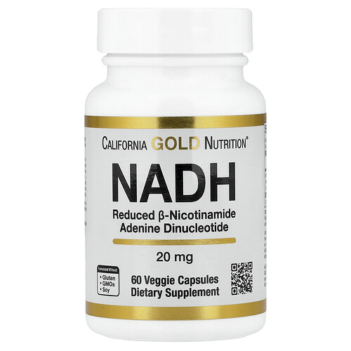 California Gold Nutrition NADH, 20 mg, 60 Veggie Capsules