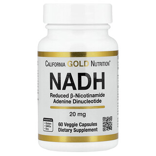 California Gold Nutrition, NADH, 20 mg, 60 Veggie Capsules