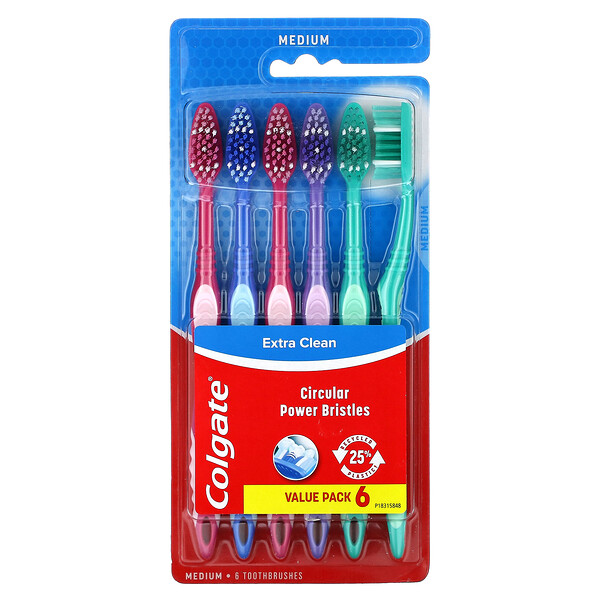 Colgate‏, Toothbrushes, Medium, 6 Toothbrushes