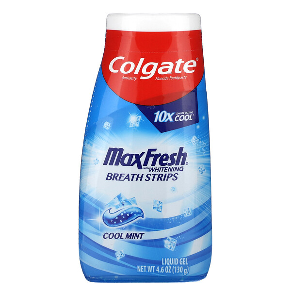 Colgate‏, MaxFresh with Whitening Breath Strips, Liquid Gel, Cool Mint, 4.6 oz (130 g)