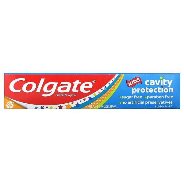 Colgate‏, Kids, Cavity Protection Fluoride Toothpaste, Bubble Fruit, 4.6 oz (130 g)