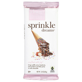 Chuao Chocolatier, Baton de ciocolată cu lapte, Sprinkle Dreams™, 80 g